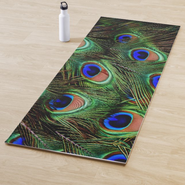 Beautiful Peacock Feathers  Yoga Mat (In Situ)