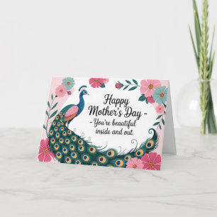 Beautiful Peacock Floral Mother's Day Card