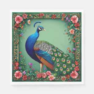 Beautiful peacock flower background napkin