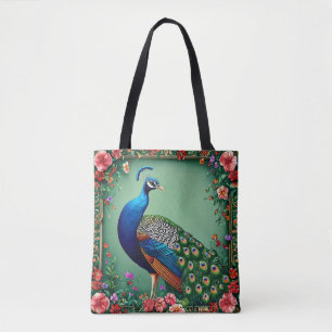 Beautiful peacock flower background tote bag