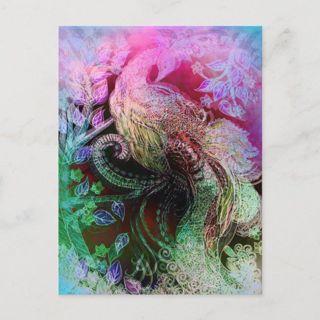 Beautiful Peacock Holiday Postcard (Front)