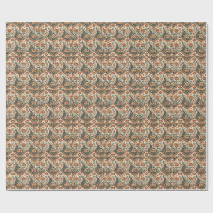 Beautiful Peacock & Indian Floral Pattern Artwork Wrapping Paper