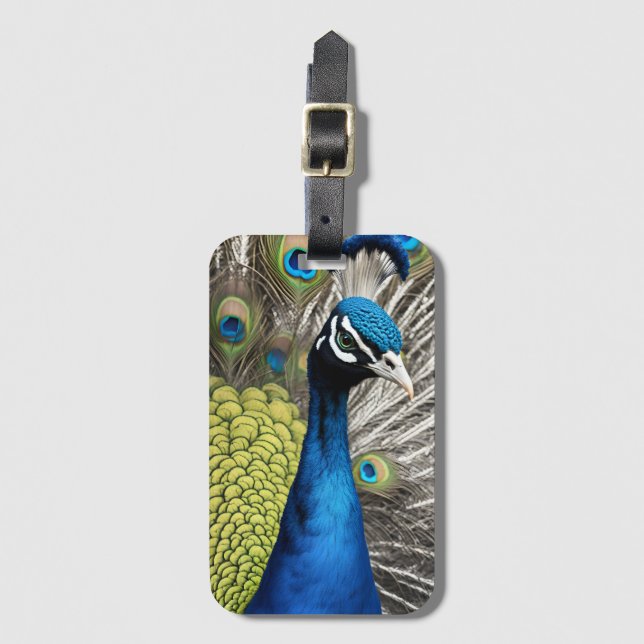 Beautiful Peacock Luggage Tag (Front Vertical)