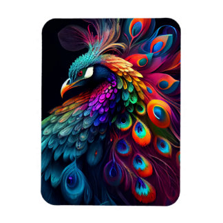 Beautiful peacock on black background artwork magnet