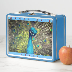 Beautiful Peacock (Personalise Name) Metal Lunch Metal Lunch Box