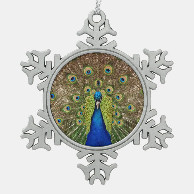 Beautiful peacock print christmas ornament (Front)