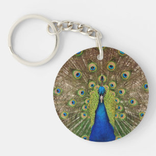 Beautiful peacock print keychain
