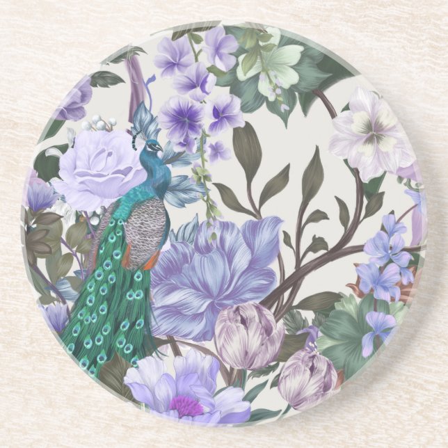 Beautiful Peacock Sandstone Coaster  (Front)