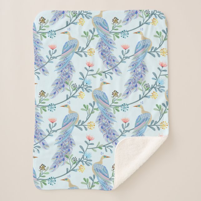 Beautiful Peacock Sherpa Blanket (Front)