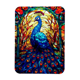 Beautiful Peacock Stained Glass Wildlife Art Magnet