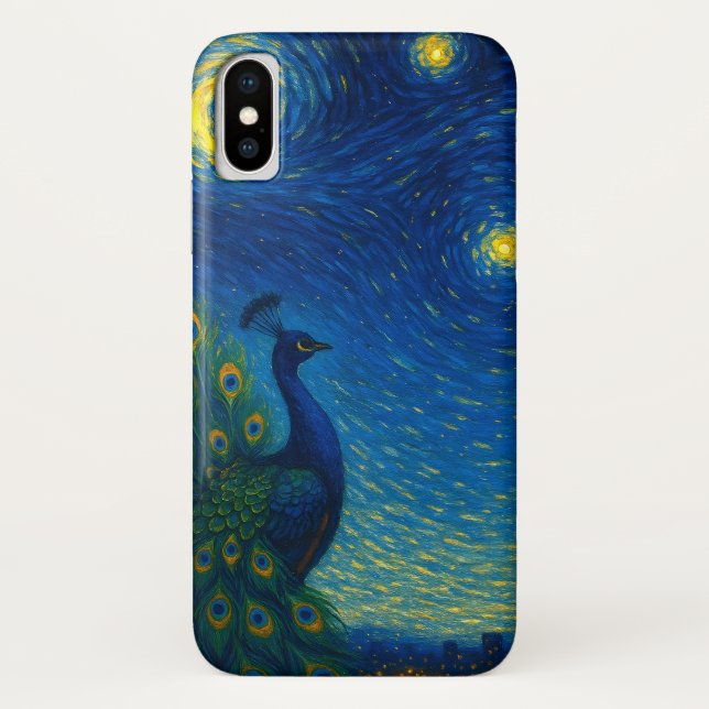 Beautiful Peacock Starry Night iPhone / iPad case (Back)