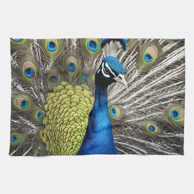 Beautiful Peacock Tea Towel (Horizontal)