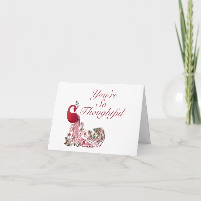 Beautiful Peacock Thank You Card (Front)