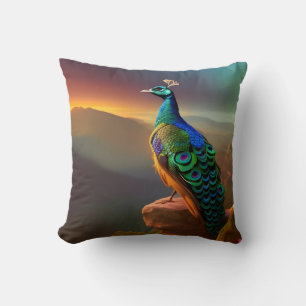 Beautiful Peacock welcomes the Day  Cushion