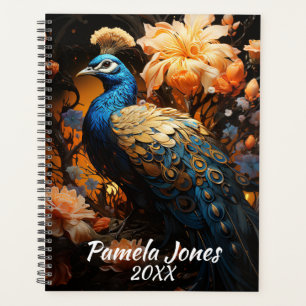 Beautiful Peacock with Flowers Planner
