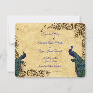 Beautiful Peacocks Save the Date Invitation