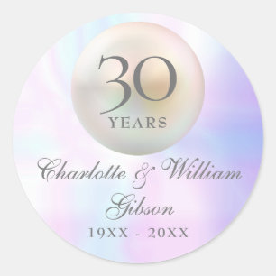 Beautiful Pearl 30th Anniversary Classic Round Sticker