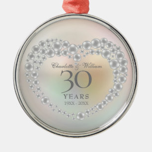 Beautiful Pearl 30th Anniversary Metal Ornament