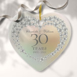 Beautiful Pearl 30th Anniversary Photo Ceramic Ornament<br><div class="desc">Featuring a beautiful pearl,  this chic 30th wedding anniversary keepsake can be personalised with your special pearl anniversary information on a pearl background and your photo on the reverse. Designed by Thisisnotme©</div>