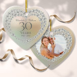 Beautiful Pearl 30th Anniversary Photo Ceramic Ornament<br><div class="desc">Featuring a beautiful pearl,  this chic 30th wedding anniversary keepsake can be personalised with your special pearl anniversary information on a pearl background and your special photo on the reverse. Designed by Thisisnotme©</div>