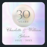 Beautiful Pearl 30th Anniversary Square Sticker<br><div class="desc">Featuring a beautiful pearl,  this chic 30th wedding anniversary sticker can be personalised with your special pearl anniversary information on a pearl background. Designed by Thisisnotme©</div>