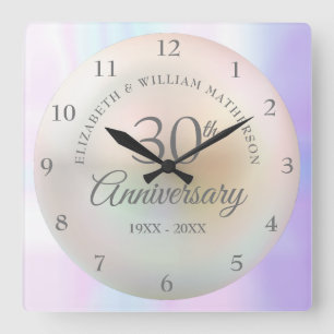 Beautiful Pearl 30th Anniversary Square Wall Clock