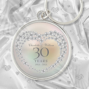 Beautiful Pearl 30th Wedding Anniversary Key Ring