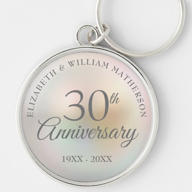 Beautiful Pearl 30th Wedding Anniversary Key Ring (Front)