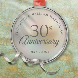 Beautiful Pearl 30th Wedding Anniversary Metal Ornament
