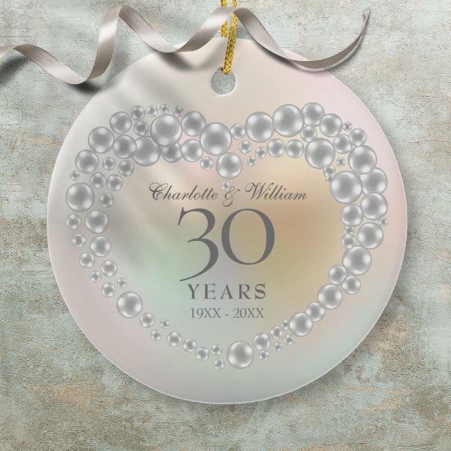 Beautiful Pearl 30th Wedding Anniversary Photo Ceramic Ornament (Beautiful Pearl 30th Wedding Anniversary Photo Ceramic Ornament)