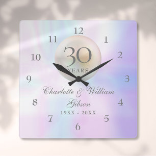 Beautiful Pearl 30th Wedding Anniversary Square Wall Clock