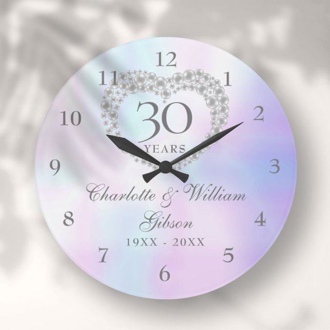 Beautiful Pearl Heart 30th Anniversary Large Clock (Beautiful Pearl Heart 30th Anniversary Large Clock)