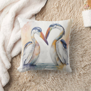 Beautiful Pelican Couple, Pelican Love Bonds Cushion