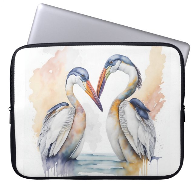 Beautiful Pelican Couple, Pelican Love Bonds Laptop Sleeve (Front)