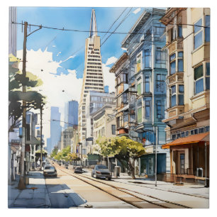 Beautiful pen and ink sketch of San Francisco Ceramic Tile