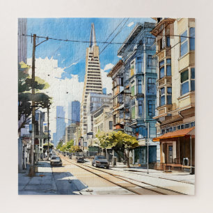 Beautiful pen and ink sketch of San Francisco Jigsaw Puzzle