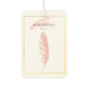 Beautiful Pencil Drawing Pink Feather Birthday Car Air Freshener