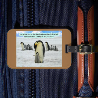 Beautiful Penguin Scripture 1 John 4:16 Luggage Tag
