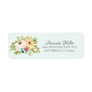 Beautiful Peonies Floral Return address Label