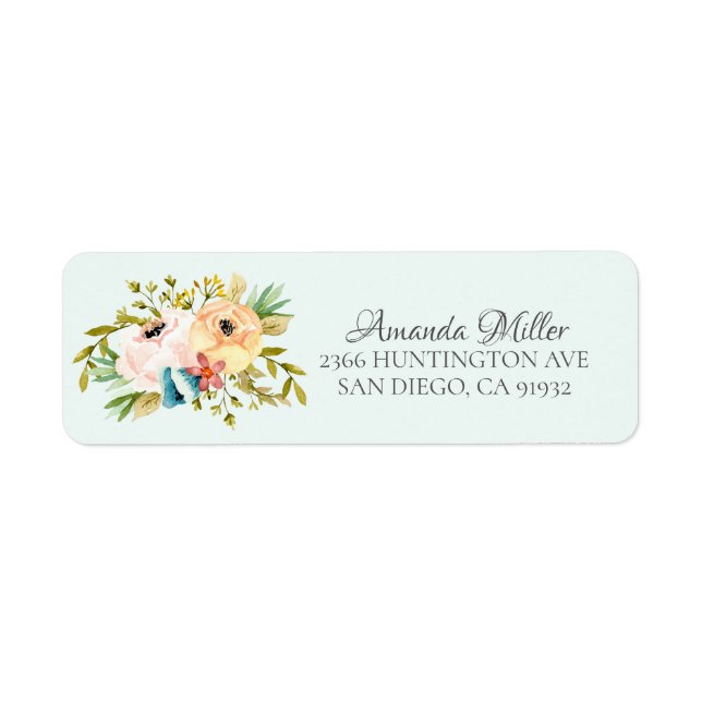 Beautiful Peonies Floral Return address Return Address Label (Front)