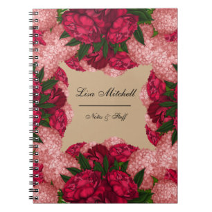 Beautiful peonies. Personalized design Notebook