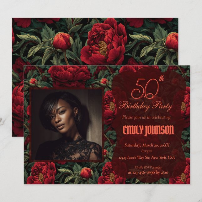 Beautiful Peonies Petal Spring Birthday  Invitation (Front/Back)