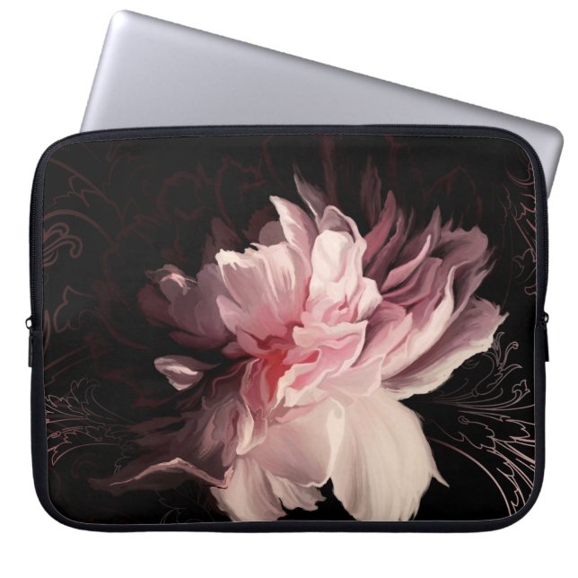 Beautiful peony flower laptop sleeve (Front)