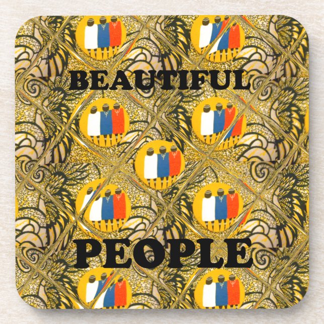 Beautiful People African Traditional Motif Colors  Coaster (Front)