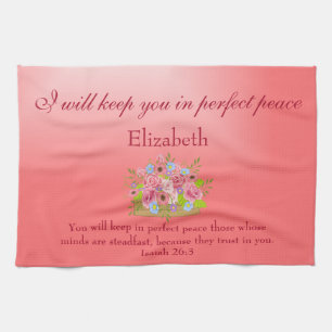Beautiful Perfect Peace Bible Verse Tea Towel