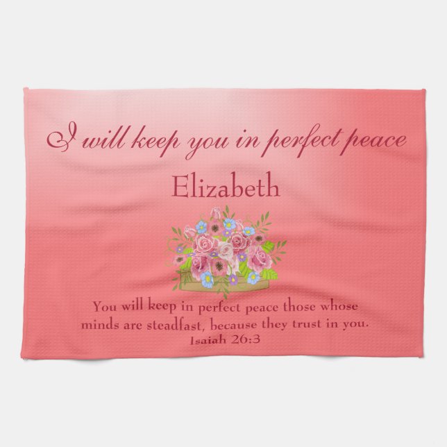 Beautiful Perfect Peace Bible Verse Tea Towel (Horizontal)