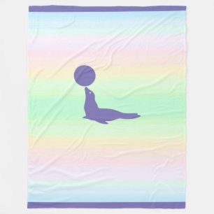 Beautiful Periwinkle Sea Lion & Ball Fleece Blanket