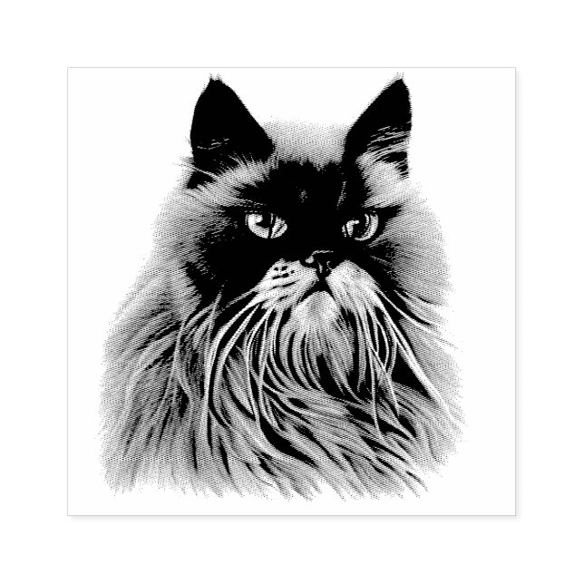 Beautiful Persian Cat Portrait  Rubber Stamp (Imprint)