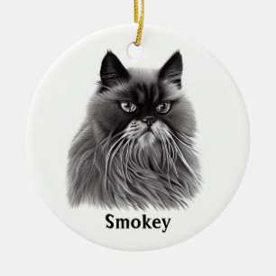 Beautiful Persian Cat with Optional Name Ceramic Ornament