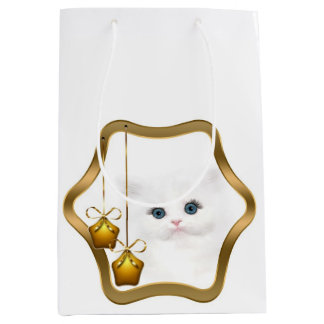 Beautiful Persian Kitten Christmas Medium Gift Bag
